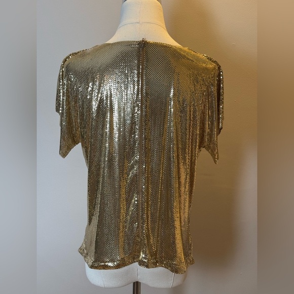 WHITING & DAVIS METAL MESH COWL DRAPE SHIRT - size M - Picture 5 of 8